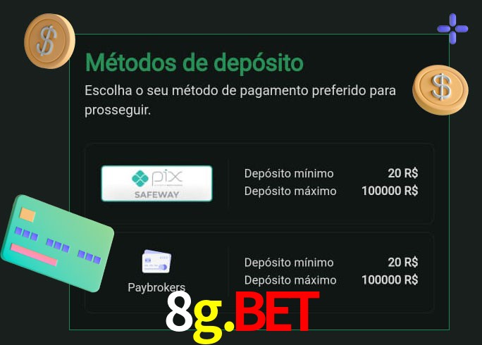 O cassino 8g.bet oferece uma grande variedade de métodos de pagamento